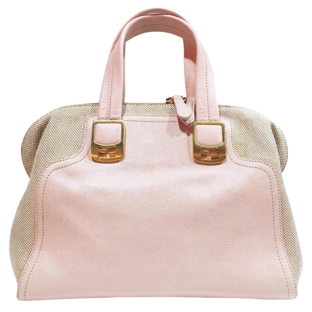 Fendi pink leather canvas chameleon handbag